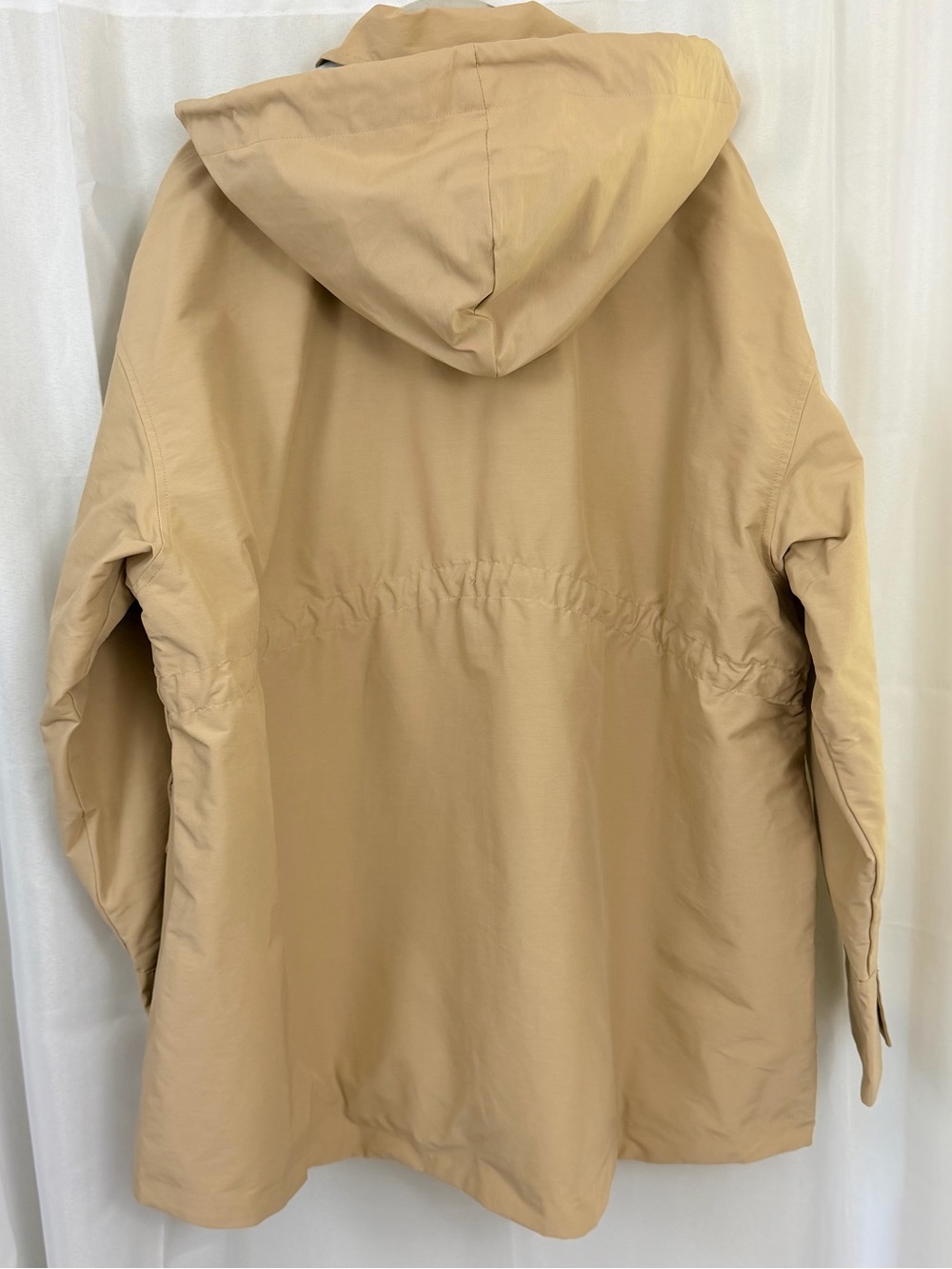 Women's Hooded Anorak Drawstring Waist Utility Oversized Jacket -Tan Medium NWT - Picture 8 of 11